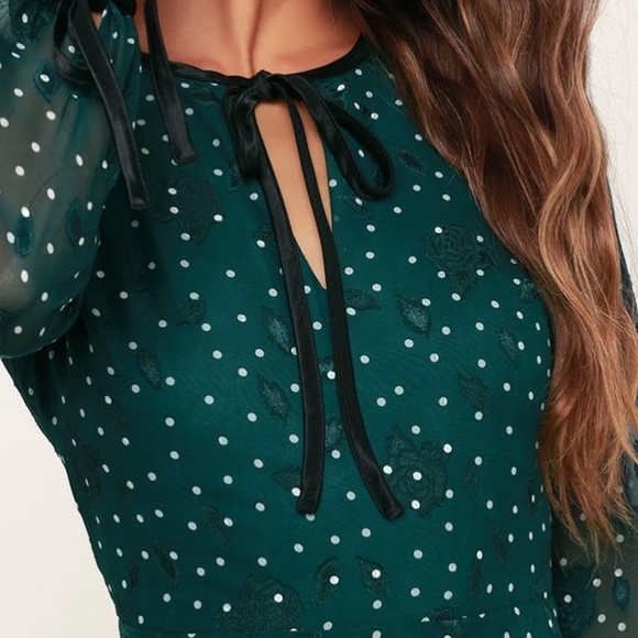 Moon river Forest Green Polka Dot Print Dress XS - Picture 12 of 13